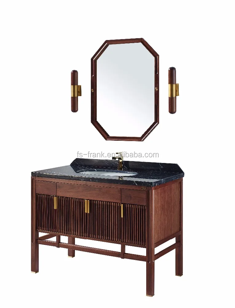 F-7221 43-pulgadas tocador de baño de madera oscura esquina del