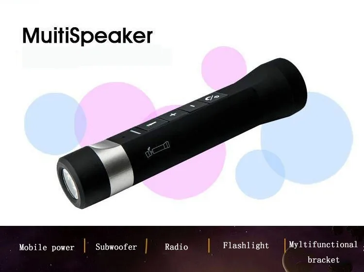 Outdoor sport led torch light bluetooth speaker with Flashlight power bank - ANKUX.COM