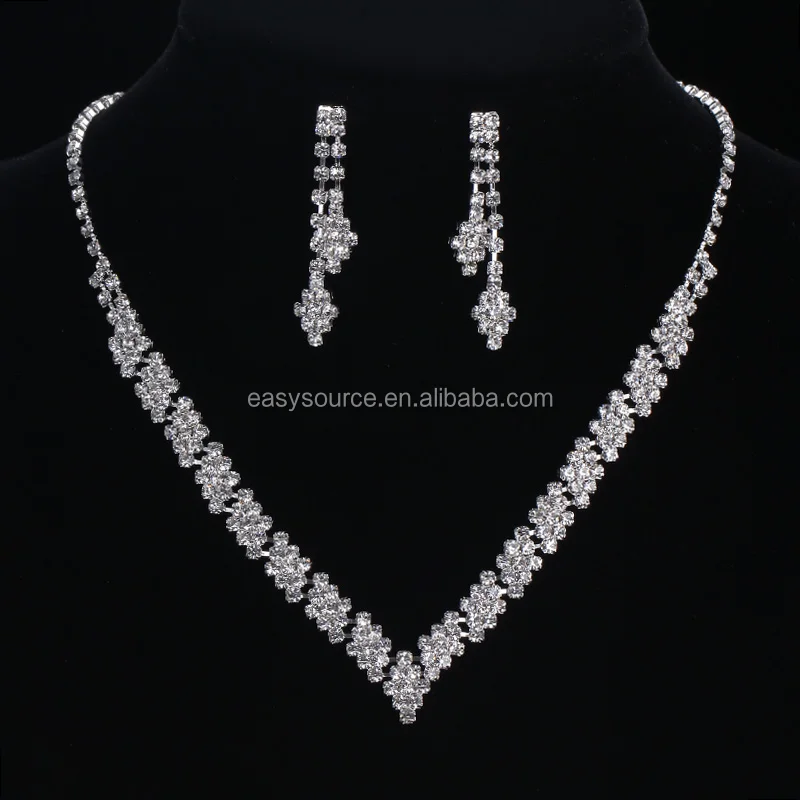 Fashion Women Jewelry Silver Necklace Earrings Set Crystal Rhinestone Bridal Jewelry Set
Fashion Women Jewelry Silver Necklace Earrings Set Crystal Rhinestone Bridal Jewelry Set