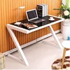 Hot selling simple modern study tempered glass desk internet cafe computer table latest office computer table designs