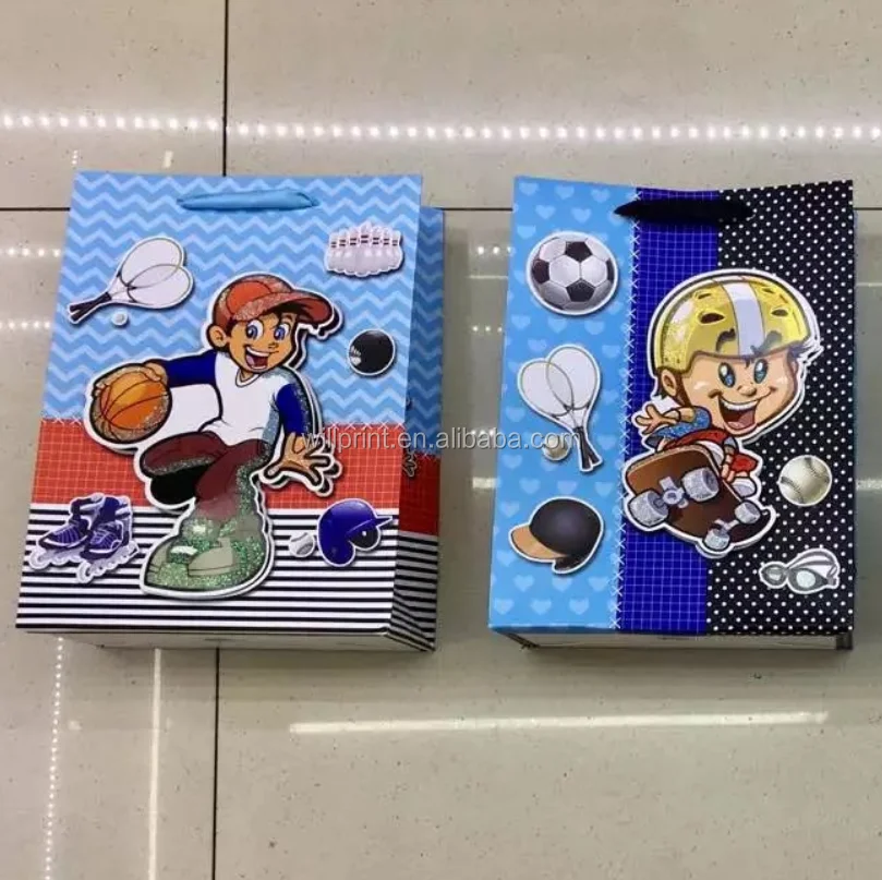 cartoon image oem 3d gift paper bag for baby shower party