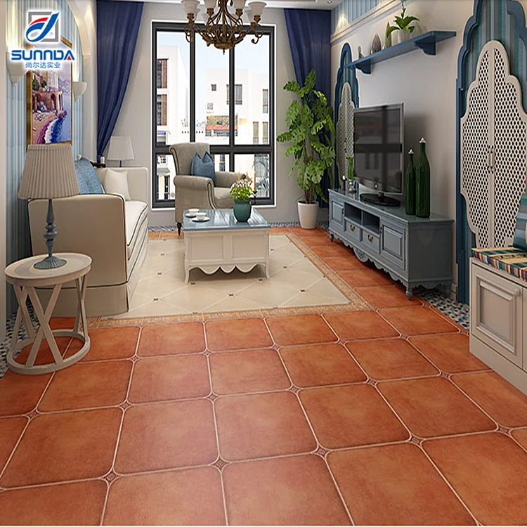 500x500 orange color non-skip dinning room ceramic rustic floor porcelain tile