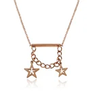 00259 Cheap price fancy gold necklace double star chains