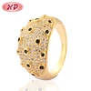 New Design Fashion Ladies Flower Shape Diamond Finger Gold Plated Ring