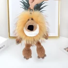 China Roaring Lions Animals Mini Stuffed animal Plush made of raccoon fur and lamb fur Lion keychain For Sale