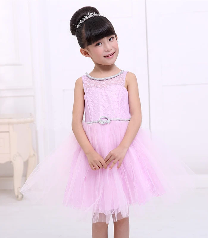 New Summer Children Weeding Dresses Baby Formal Party Clothing Girls Lovely Solid Big Bow Sleeveless Ball Gown Princess Dress