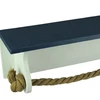 Wood Towel Bars Blue And White Wood And Rope Hanging Towel Holder Shelf 18 X 5.5 X 6 Inches Blue