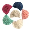 Flower design new born girls soft cap baby turbans for infants hospital hat