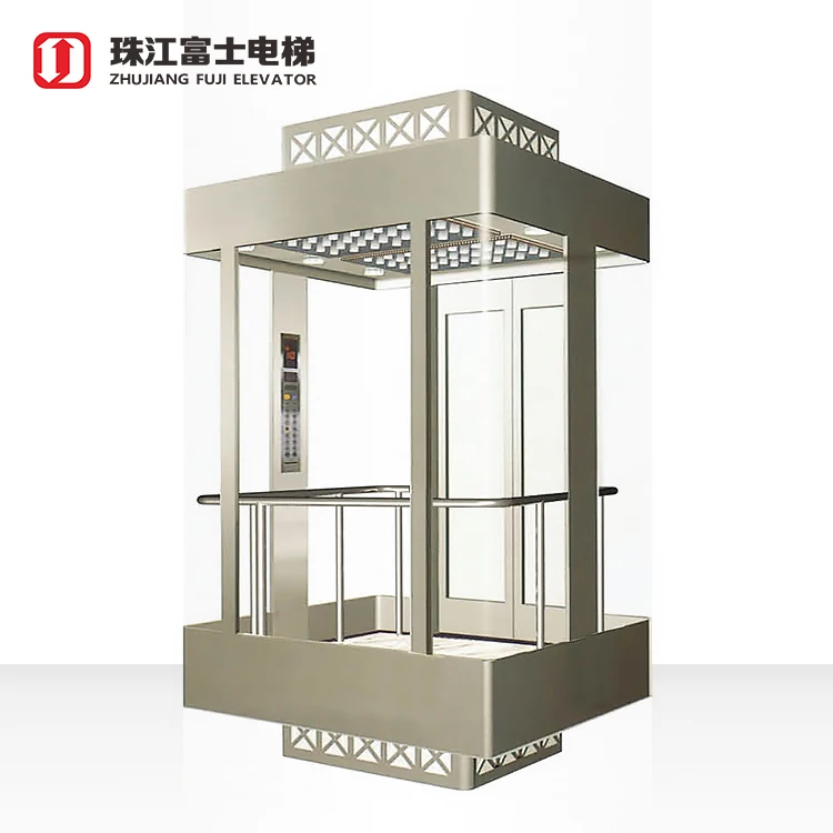 ZhuJiangFuji Brand Luxury Cabin Decoration Full View Glass Panoramic Elevator