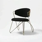 iron metal frame industrial fabric classic leisure beautiful restaurant dining room single sofa chair