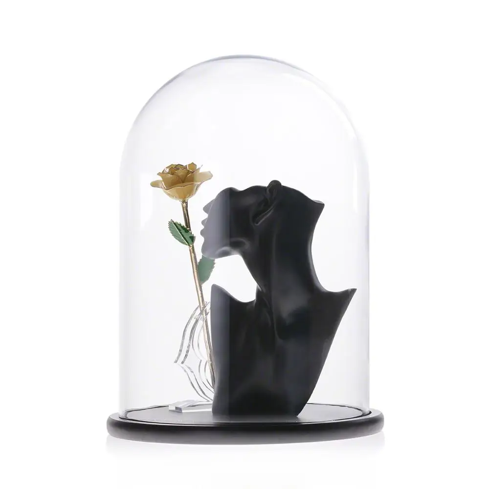 Small Glass Display Dome With Wood Base D10 x H25cm