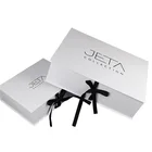 Luxury gold stamping print white rigid foldable cardboard cloth packaging magnetic gift packaging paper box with silk ribbon