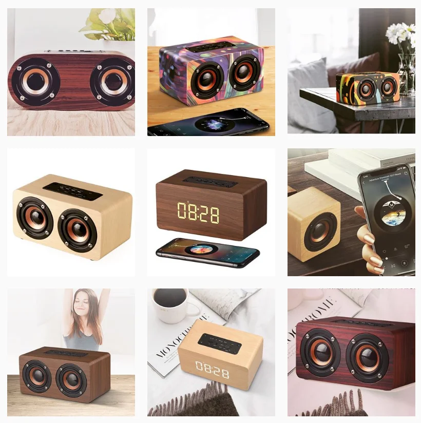 Natural black walnut wooden wireless party portable wifi telepathy speaker with charger - ANKUX.COM