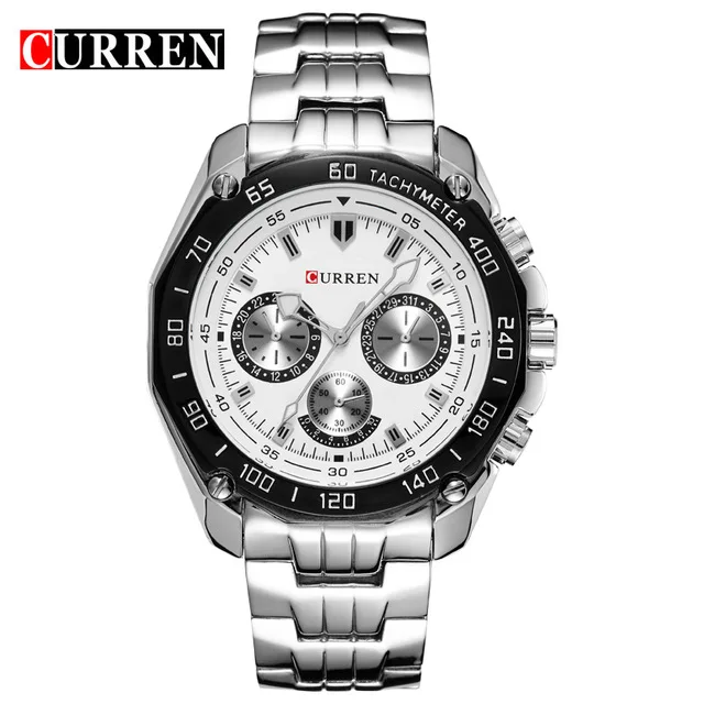 

CURREN 8077 Men Quartz Luxury Chronograph Stainless Steelwatches Casual Water Resistant Army Watches Relogio Masculino, 2 colors to choose