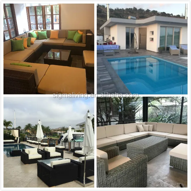 Unique design comfortable garden furniture large sun bed rattan table