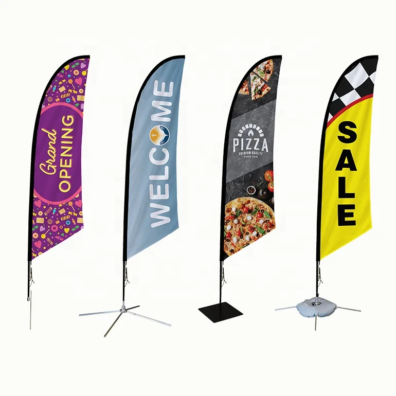 Outdoor Flag Pole Stands Advertising Flutter Banner Flying Beach