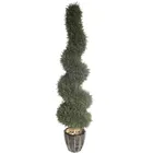Cheap Stage Decoration Plastic Bright Green Boxwood Spiral Tree Artificial Plants With Milan Grass