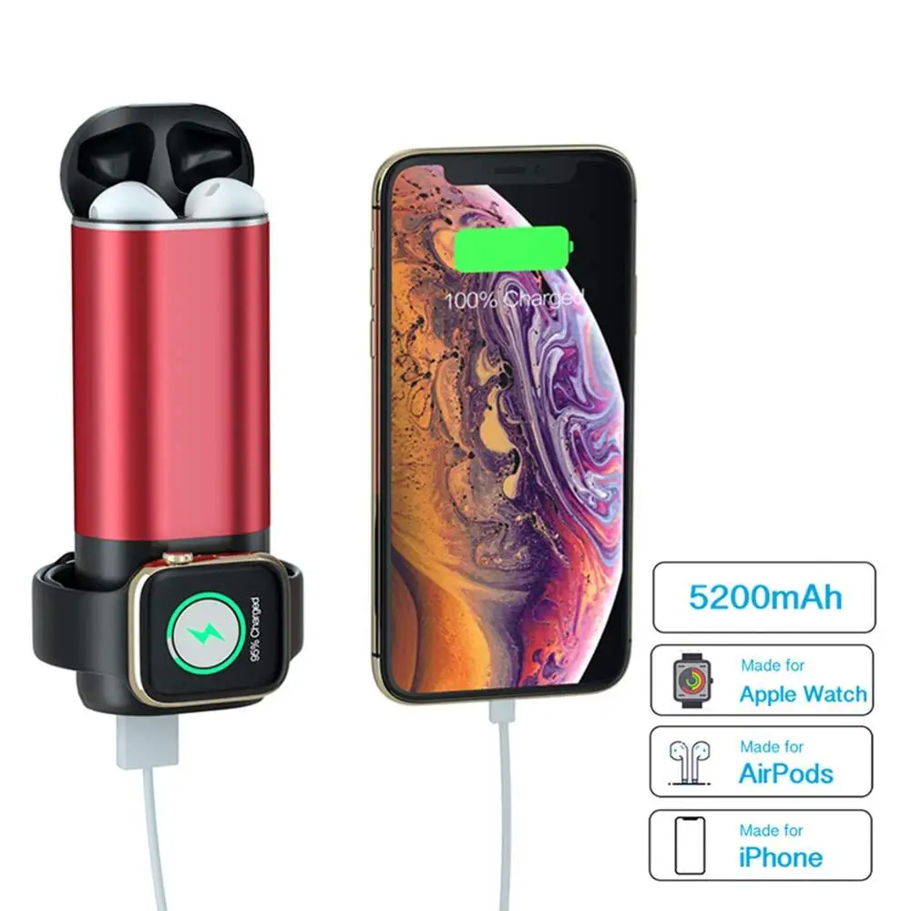 3 in 1 5200mAh Wireless Charging Power Bank for airpods and iwatch, Black black;black red;black grey
3 in 1 5200mAh Wireless Charging Power Bank for airpods and iwatch, Black black;black red;black grey