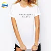 High Quality New Trendy short sleeve printed women Organic Cotton T shirt in White