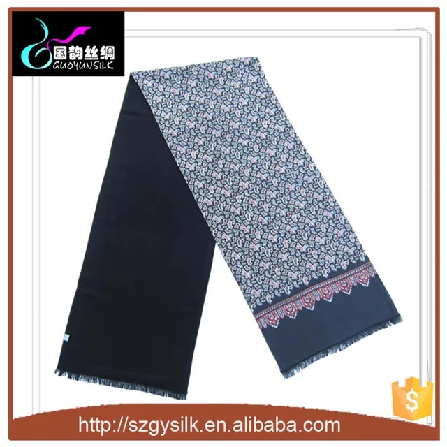 luxury custom own design printed men silk satin scarves