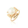 15435 Wholesale fashion women jewelry imitation pearl 18k gold color finger ring
