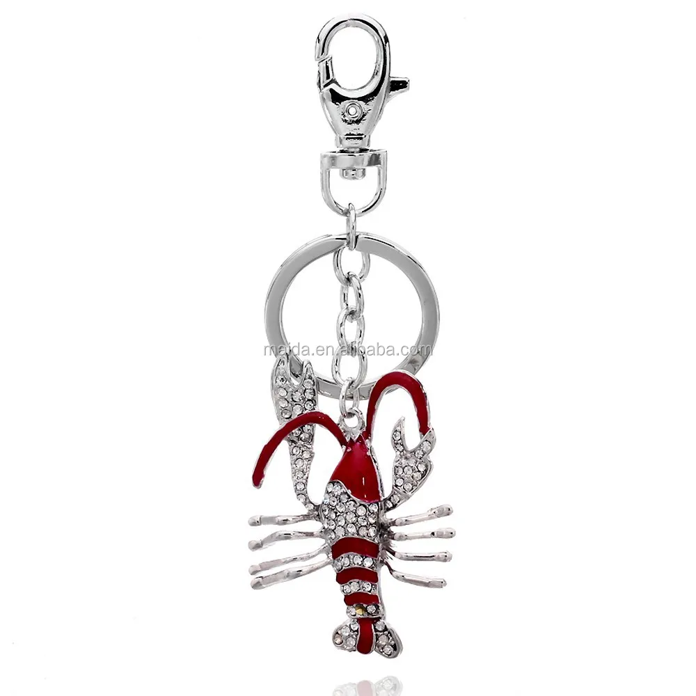 Promotional gift for teenagers hot sale key chains cute lobster floating keychain, metal keyring