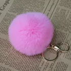 Fluffy fashion bags keychain/pompom key chain/pom keychains