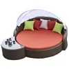 Modern hotel garden/swimming pool Wicker bed Curved round Outdoor big large Cushions