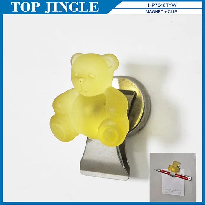 New design Yellow Poly Bear Shape Magnet Clip