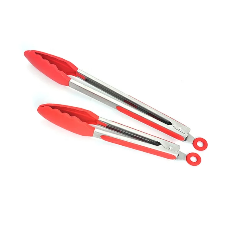 Food Grade Silicone Stainless Steel Food Kitchen Tongs for Cooking