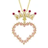 00980 xuping luxury cz crown heart love pearl 14k gold plated women fashion fine necklaces jewelry