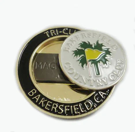 Custom metal magnetic coin golf divot removeable ball marker poker chips