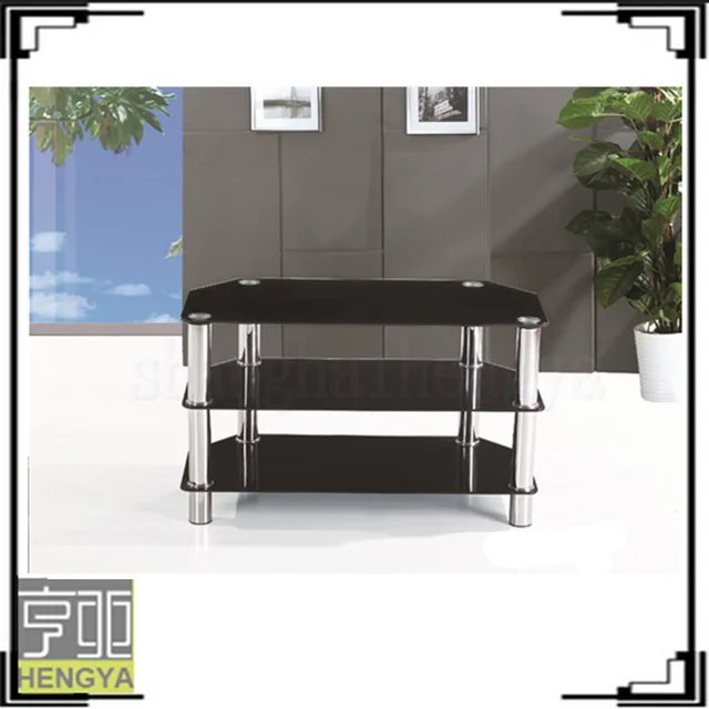 black painted glass TV Stand / DVD player shelfn tv table