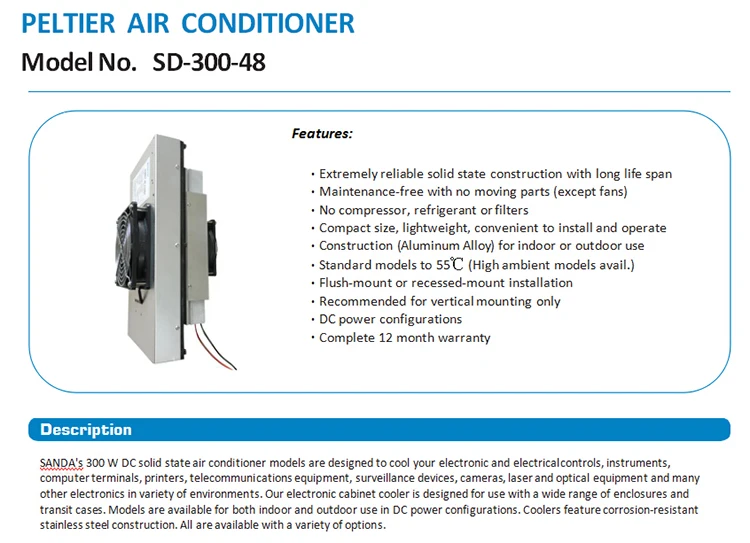 Peltier air clearance conditioner construction