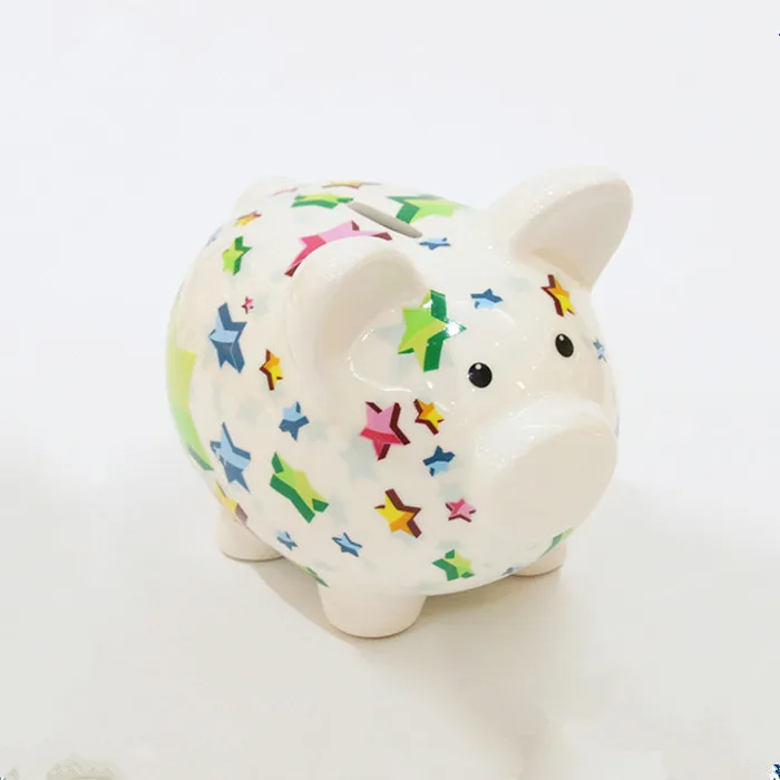 Ceramic Glazed Pig Piggy Bank Money Boxes For Home Decoration