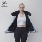 2018 Popular Style Winter Fur Women Denim jacket Coats