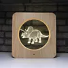2019 latest Wood Texture photo frame touch base dinosaur 3d illlsuion night light led bulb with remote control christmas gift