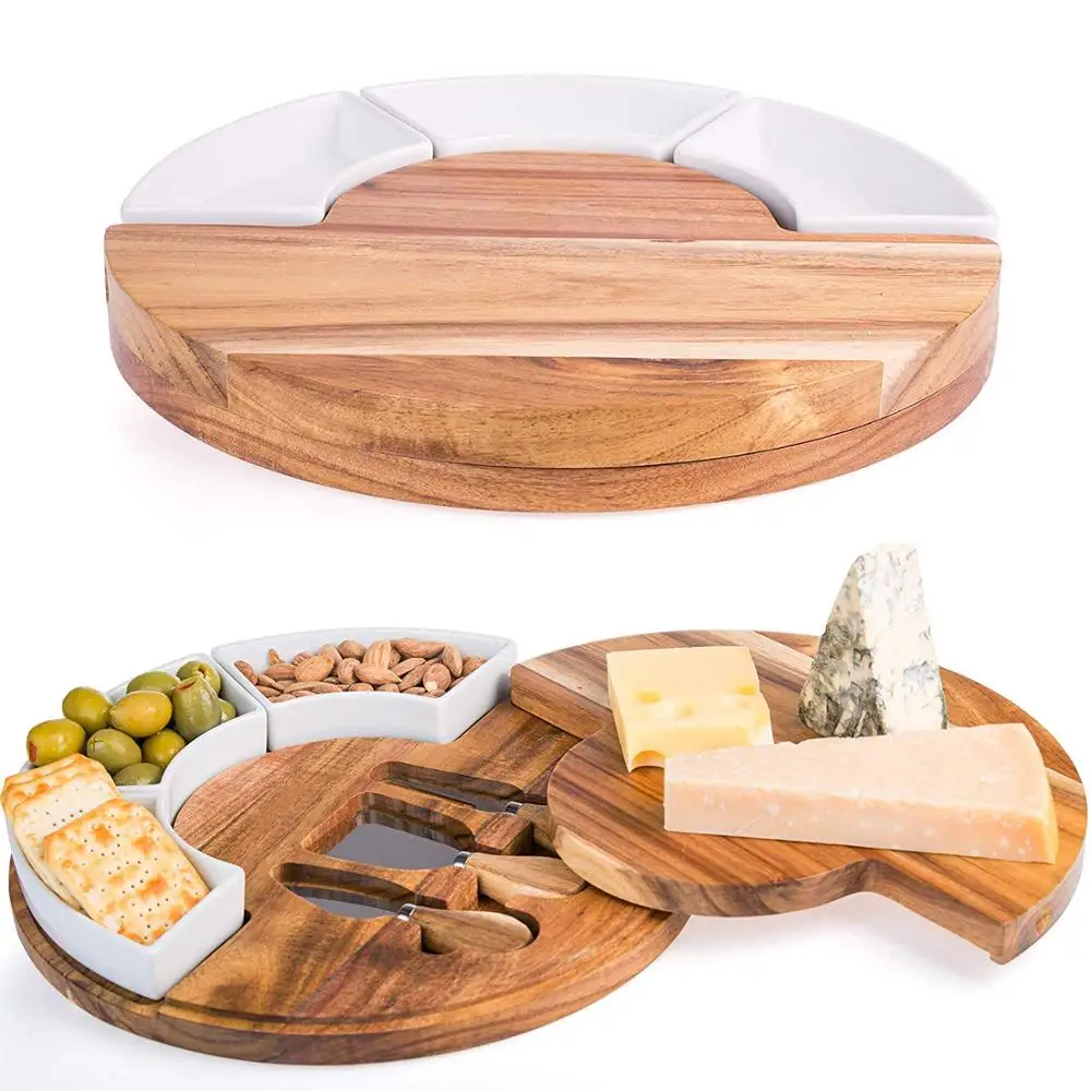 

Cheese Cutting Board Set - Charcuterie Board Set and Cheese Serving Platter. Perfect Meat/Cheese Board and Knife Set for Enterta, Natural