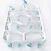 Extended blue folding plastic clothes coat hangers multifunctional laundry rack with 24 pegs clips square shaped