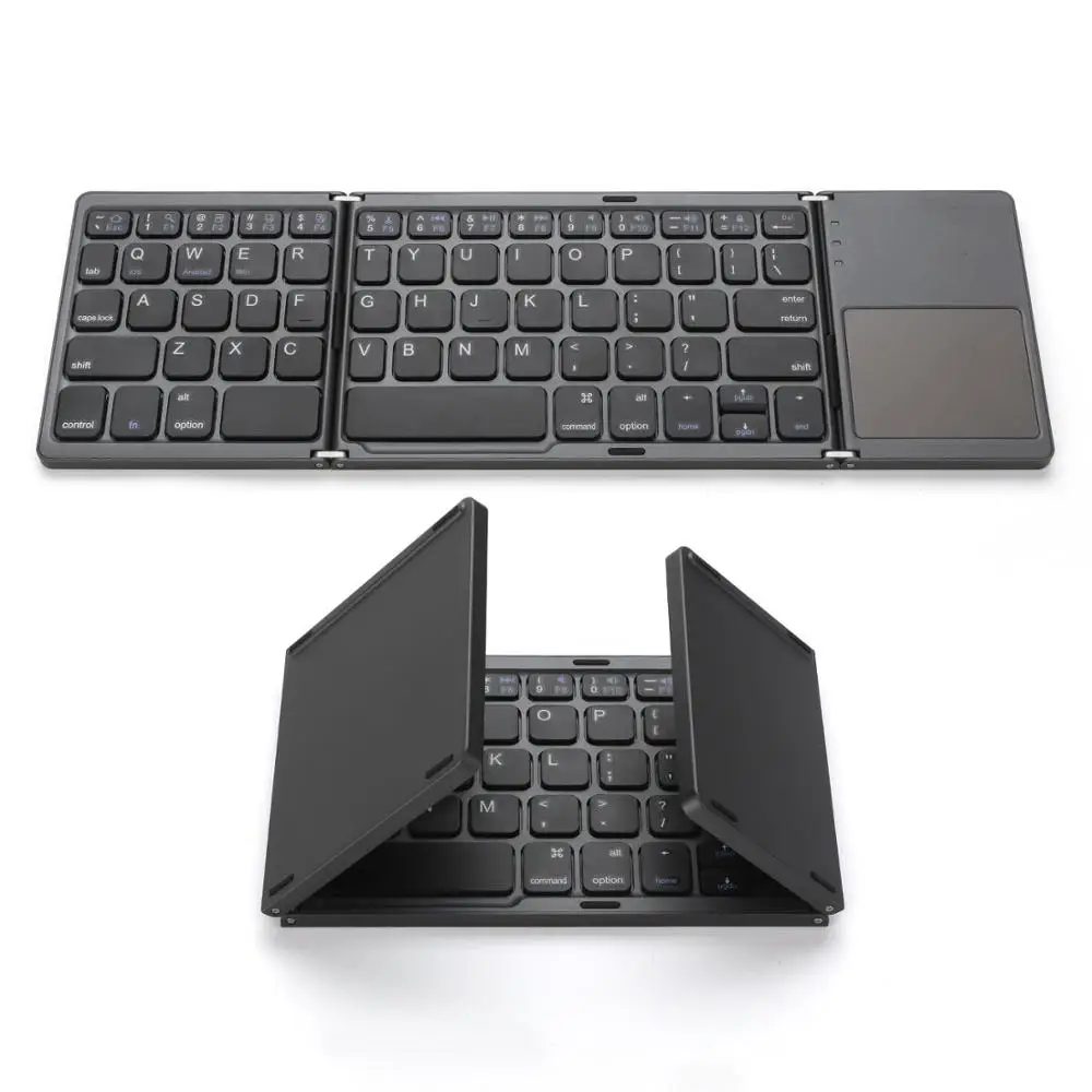 

ce rohs aluminum foldable keyboard folding wireless bluetooth tastatur mouse and keyboard for apple logitech, Black white;grey