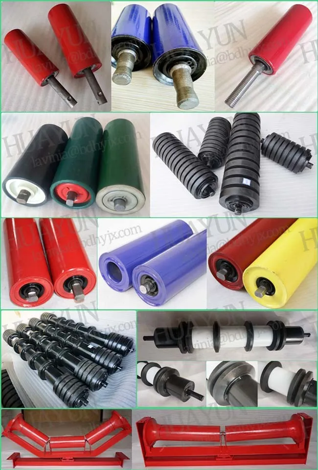 N-kinds of troughing carrying return flat parallel impact damper rubber rings self cleaning rubber disc return comb friction adjusting aligning training side guide vertical conveyor idler roller-02