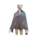 Embroidered cashmere shawl with butterfly pattern