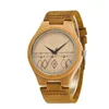 Casual bamboo watch with leather strap watch chain japan movement quartz