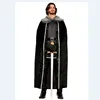 Adult Game Of Thrones Mens Black Fur Cloak Jon Snow Medieval Fancy Dress Costume QAMC-3463