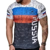 2019 New Mens Hipster Short Sleeve Russia Flag Printed Slim T Shirts Swag Tees Tops Fashion Urban Clothing