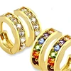 Brass Gold Plated Mixed CZ Gems Hoop Earrings Stainless Steel gold plated Ladies Earring