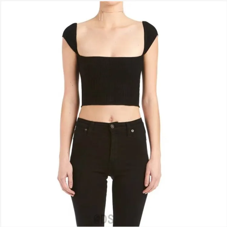 fashion cheap price high quality Women black white summer square neck slash neck sexy t-shirt knitting short woman crop top, Picture
fashion cheap price high quality Women black white summer square neck slash neck sexy t-shirt knitting short woman crop top, Picture