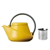 Exquisite luxury yellow teapot with cast handle for man and women