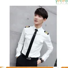 Fashion formal men long sleeve pilot shirt with epaulettes dress