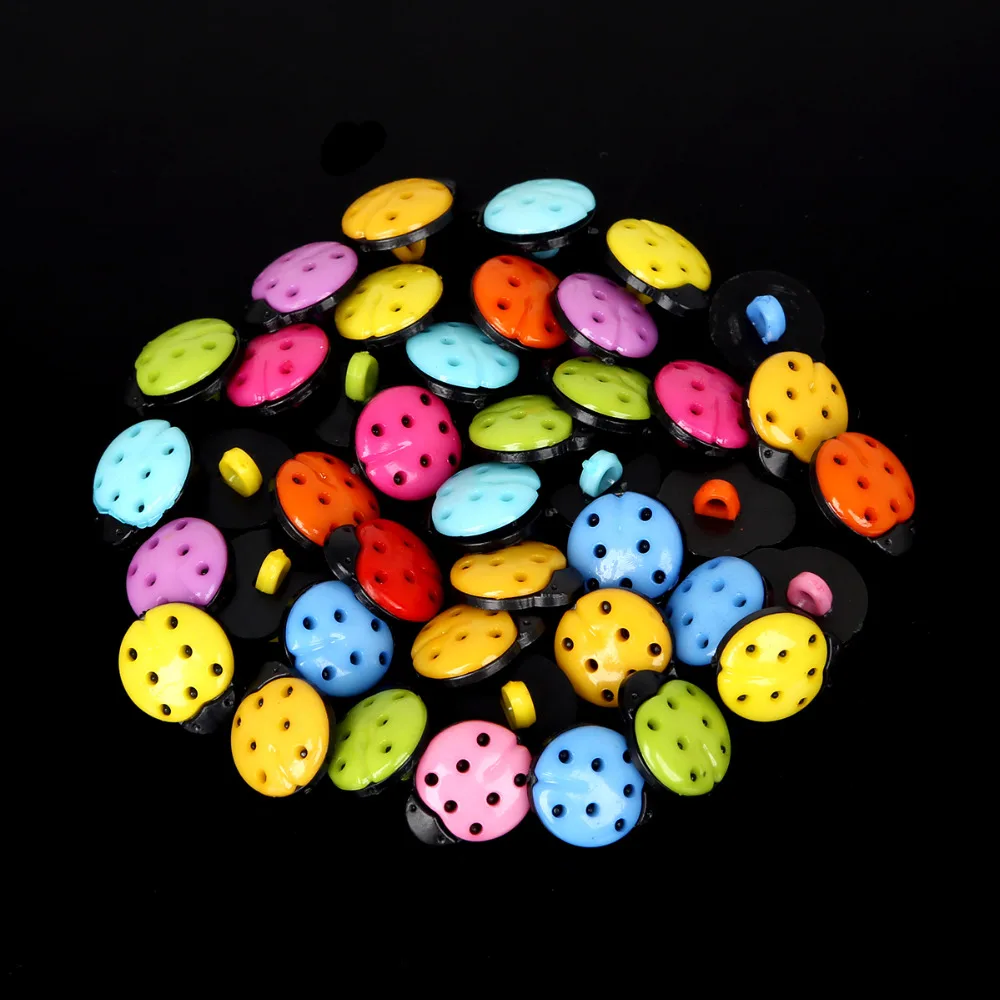 Description Picture 5 of itemHigh Quality 50Pcs/lot 13x15x8mm Random Mixed Color/Red Ladybug Plastic Buttons For DIY Kid's Appliques/Craft/Sewing Buttons